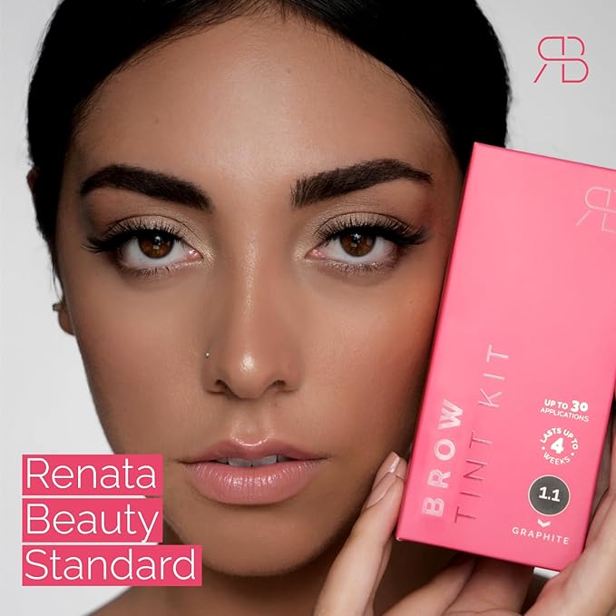 RB RENATA BEAUTY Brow Tint Kit – Eyebrow Tint Set – Dye Kit with Color Tint, Cream Developer and Styling Brush – Long-Lasting Effect Up to 4 Weeks – 30 Applications [Graphite]