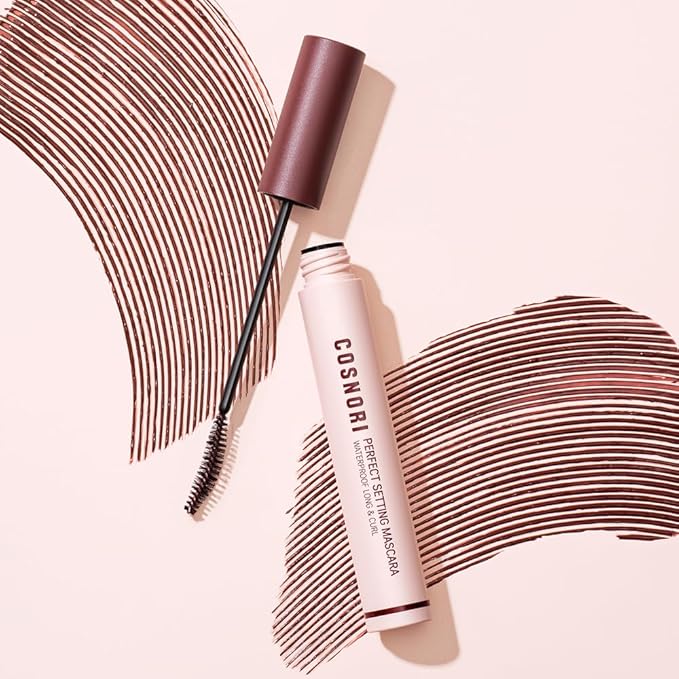 COSNORI Perfect Setting Waterproof Mascara Long&Curl 03 Rosy Brown – Long Lasting Smudge - Red Brown Mascara - Perfect for Auburn Hair & Hazel Eyes - K beauty - 0.23fl oz (7ml)