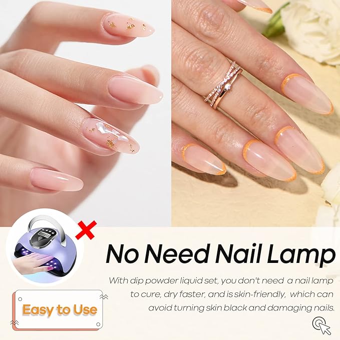 AZUREBEAUTY Translucent Dip Powder - Nail Bed Color 2Oz/56g, Sheer Nude Semi-transparent Clear Soft Peach Pink Dipping Powder Crystal Natural Nail Art Starter Manicure Salon DIY Home for Starter Gift