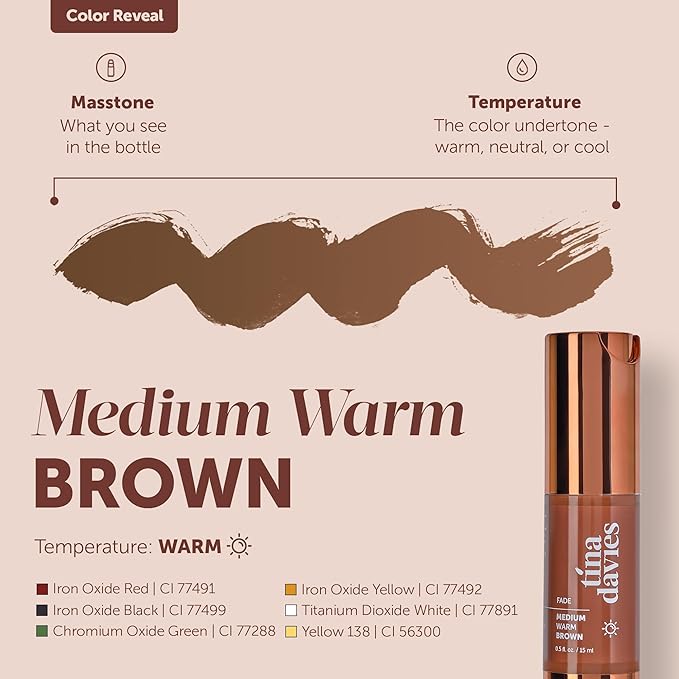 Tina Davies FADE Eyebrow Pigments, Medium Warm Brown 15ml