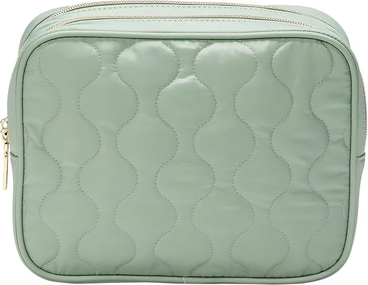 Conair Double Zip Toiletry Travel Bag-Makeup Organizer, Sage Green, 1 Count (Pack of 1)