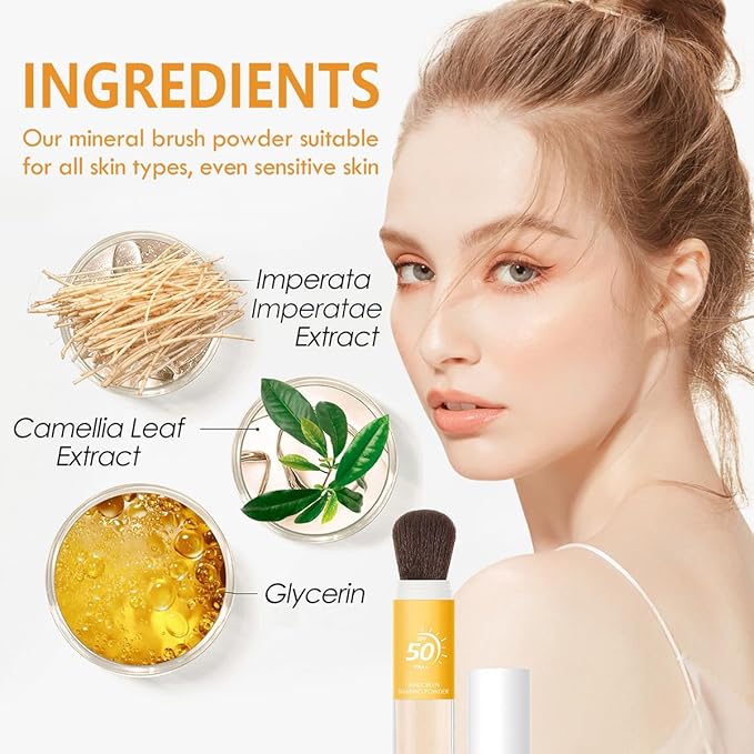 Sunscreen Setting Powder for Face,Mineral Powder Sunscreen Oil Control Natural Matte Finish Breathable,Long-lasting Face Powder SPF,All Skin (1 PCS)