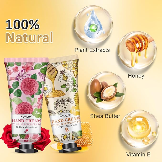 8 Pack Hand Cream Gifts Set For Women, Mini Hand Lotion Travel Size for Dry Cracked Hands, Bulk Hand Cream for Mom Gifts, Bridal Shower Favors, Birthday Gifts and Small Gifts for Women