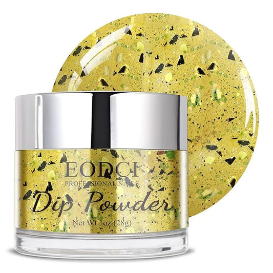 Dip Powder Eggshell Yellow Color French Glitter tinfoil Nail Art Starter Manicure Salon DIY at Home No Needed Nail Lamp Curing Odor-Free&Long-Lasting 1 Oz