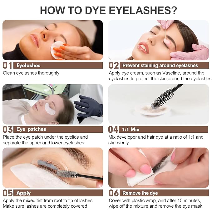 Natural Lash Color Kit, 2 in 1 Professional Lash & Brow Color Kit, Instant Bushy Eyelash & Eyebrow Kit Lasting, Safe & Easy DIY Brow Coloring, Black