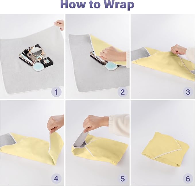 Walking Way Self-Adhesive Magic Cloth Makeup Bag, Portable Protective Cosmetic Pouch, Camera Lens Wrap, Stylish Travel Organizer for Beauty Essentials, Travel, Gifts & Daily Use(Yellow, 17.71 inch)