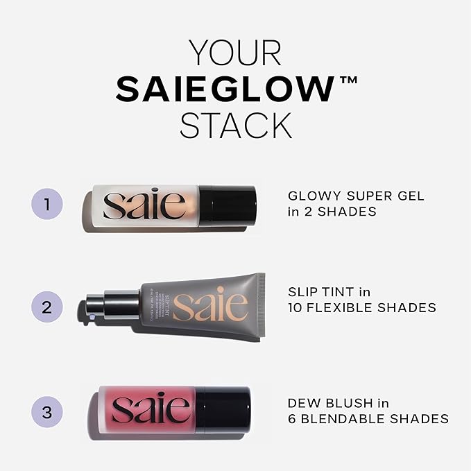 Saie Slip Tint Tinted Moisturizer with SPF 35 - Light Coverage, Glowy Skin Tint & Mineral Sunscreen for Face with Hydrating Hyaluronic Acid - Summer Makeup Essential - Shade Three (1.35 oz)