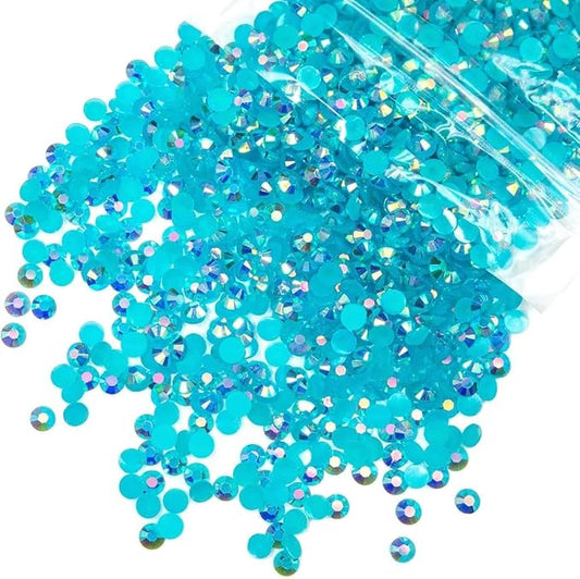 10000PCS 2mm Teal Blue AB Resin Rhinestones Bulk Turquoise Blue Flatback Jelly Stones SS6 No-Hotfix Diamonds Gems Charms for Nails Face Eyes Makeup Mugs Tumblers Bottles Crafts Clothes Shoes