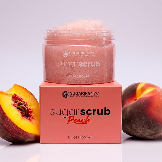 Sugaring NYC Moisturizing and Exfoliating Signature Body Scrub - Silky Smooth Skin and Ingrown Hair Prevention (Juicy Peach)