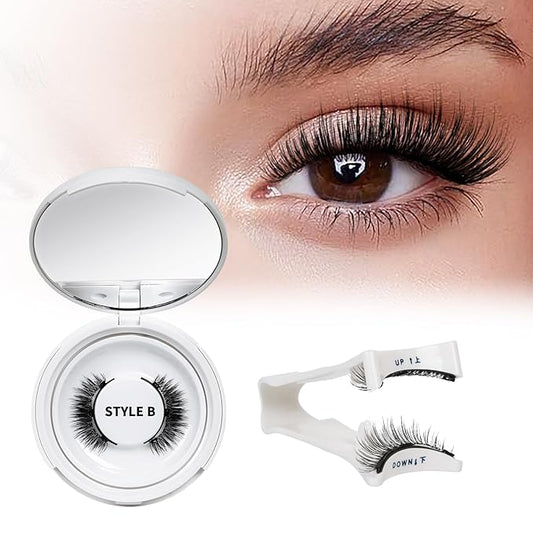 QUEWEL Magnetic Eyelashes 1 Pair Reusable Magnetic Eyelashes with Applicator No Glue Needed Eyelashes Cat Eye Natural Look Lash Clusters Kit Easy to Wear and Remove(B04)