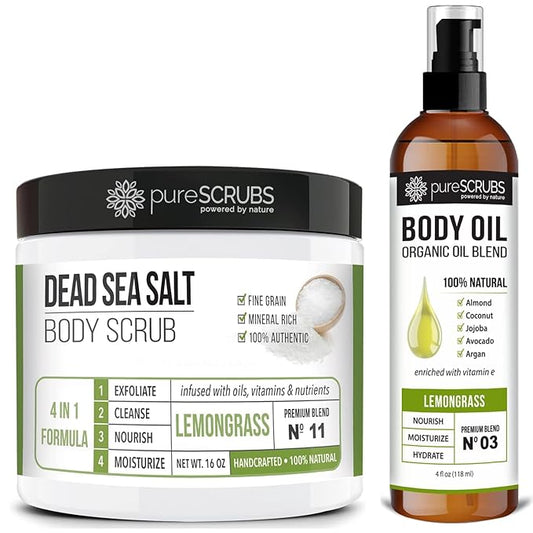 pureSCRUBS Lemongrass Body Scrub + Lemongrass Body Oil Bundle
