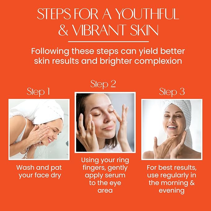 Vitamin C Under Eye Serum - Anti-Aging, Reduces Puffiness, Dark Circles & Wrinkles, Hydrating - Dermatologist Tested, Korean Skin Care - 1 oz / 30 ml
