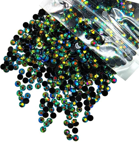 10000PCS 2mm Peacok AB Resin Rhinestones for Crafting Dark Green Flatback Jelly Stones Bulk SS6 Black Green AB Diamonds Gems Charms for Nails Face Eyes Makeup Tumblers Bottles DIY Crafts Shoes