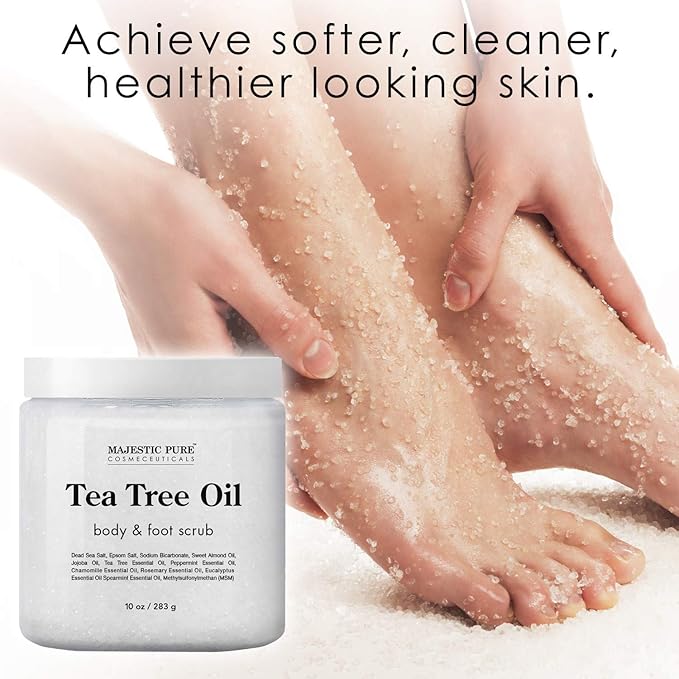 Majestic Pure Sweet Orange Scrub (10 oz) and Tea Tree Scrub (10 oz) Bundle