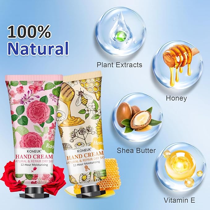 32 Pack Hand Cream Gift for Women, Bulk Hand Lotion Travel Size for Dry Cracked Hands, Mini Moisturizing Hand Cream for Mom Gifts, Fathers Day Gifts, Thank You Gifts and Bridal Shower Favors