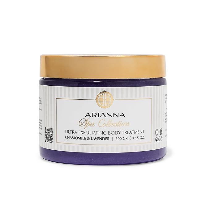 ARIANNA-SKINCARE Ultra Exfoliating Body Treatment Dead Sea Salt Body Scrub Natural Moisturizing and Exfoliating Scrub for Nourishing Essential Skin Care (Chamomile & Lavender)