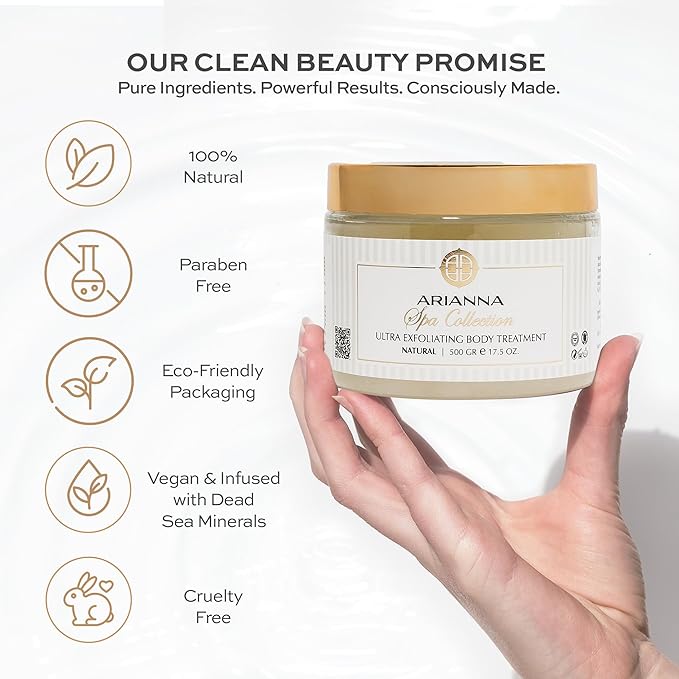 ARIANNA-SKINCARE Ultra Exfoliating Body Treatment Dead Sea Salt Body Scrub Natural Moisturizing and Exfoliating Scrub for Nourishing Essential Skin Care (Milk & Honey)