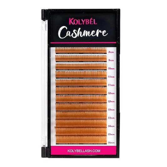 Kolybel Colored Premium Eyelash Extensions 0.07 C Curl 8-16mm Mixed Length,Premium Individual Silk Lash Extension,Professional Eyelash Extension Supplies for Lash Techs (Light Brown,0.07-C 8-16mm)
