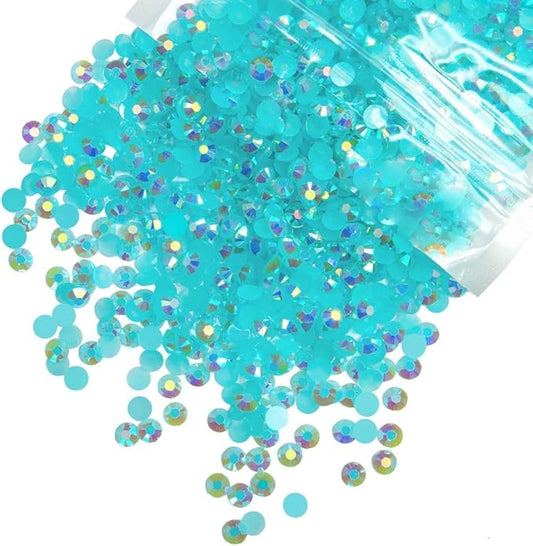 10000PCS 2mm Aquamarine AB Resin Rhinestones Bulk Lake Blue Flatback Jelly Resin Stones SS6 Non-Hotfix Diamonds Crystals Gems for Nails Face Eyes Makeup Body Tumblers DIY Crafts Decor Shoes