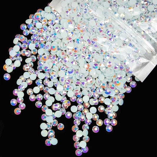 10000PCS 2mm White Ab Resin Rhinestones Bulk SS6 Small Flatback Jelly Stones Diamonds Gems Charms Supplies for Nails Face Eyes Makeup Body Tumblers Bottles Mugs DIY Crafts Decor Shoes Clothes