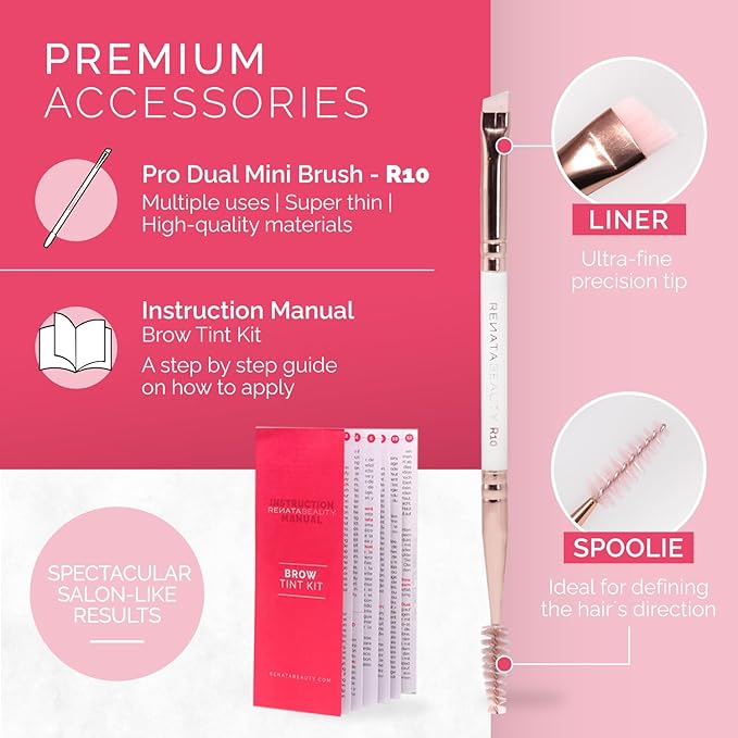RB RENATA BEAUTY Brow Tint Kit – Eyebrow Dye Set – Dye Kit with Color Tint, Cream Developer and Styling Brush – Long-Lasting Effect Up to 4 Weeks – 30 Applications [Black]