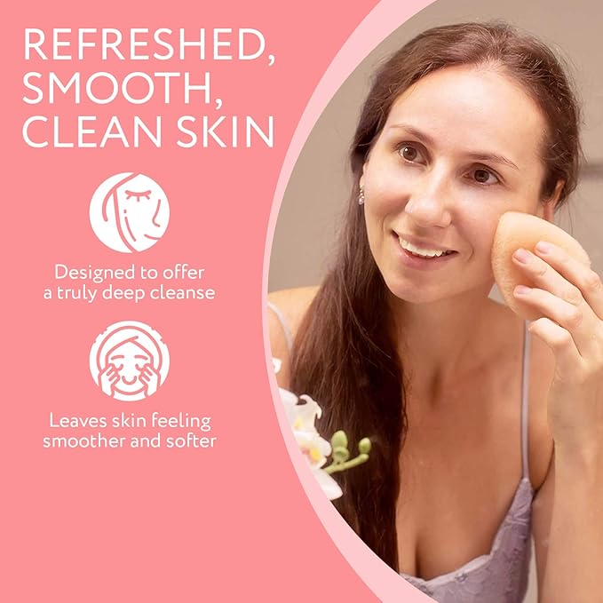 10 Pack Facial Sponge for Daily Deep Cleansing - Regular Buff Style Exfoliating Pads for Removing Dead Skin, Dirt & Makeup - Normal to Oily - Made in The USA - Reusable Puf - Natural