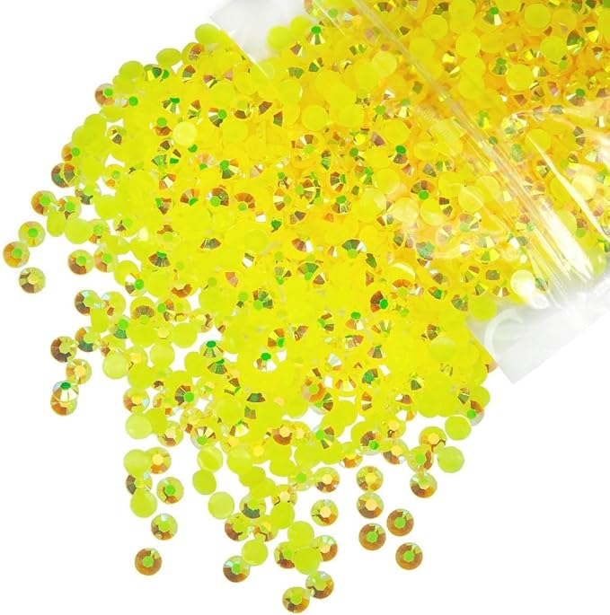 10000PCS 2mm Lemon Yellow AB Resin Rhinestones Bulk Citrine AB Flatback Jelly Resin Stones Pack SS6 Non-Hotfix Diamonds Gems Charms for Nails Face Eyes Makeup Body Mug Tumblers DIY Crafts Decor