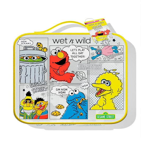 wet n wild Sesame Street Makeup Bag - Portable Cosmetics Case, Flexible Cotton Material, Full-Zip Closure, Large Capacity, Perfect for Travel, Cruelty-Free