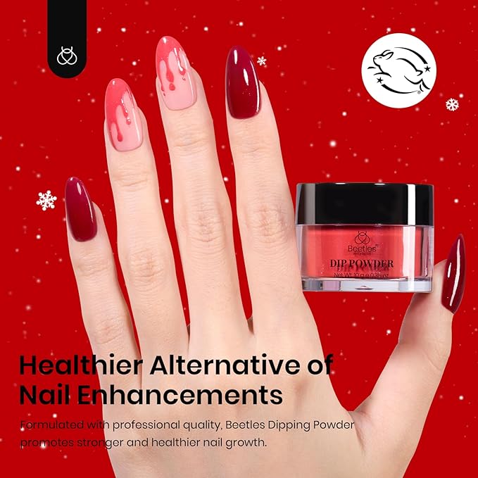 Beetles Dip Powder Nail Kit 6 Colors Red Glitter Dipping Powder No Need Nail Lamp Cured Manicure DIY Salon Gift for Girls Women