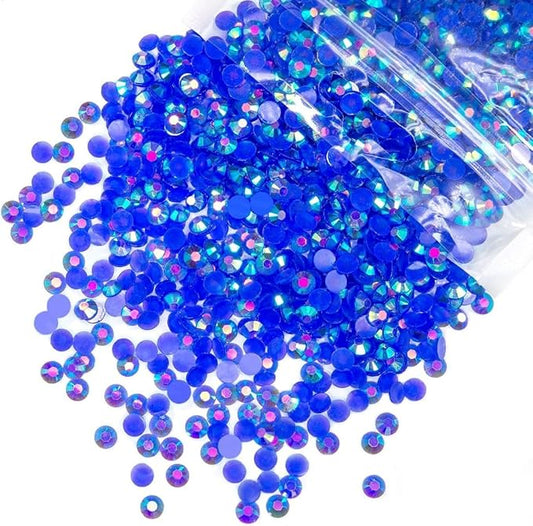 10000PCS 2mm Royal Blue AB Resin Rhinestones Bulk Dark Blue Flatback Jelly Resin Stones Pack SS6 Non-Hotfix Diamonds Gems Charms for Nails Face Eyes Makeup Mugs Tumblers DIY Crafts Decor Shoes