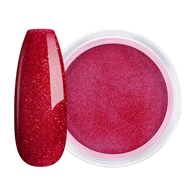 AILLSA Glitter Red Dip Powder Burgundy Nail Dipping Powder Fall Winter Dark Red Dip Powder Colors for DIY Manicure Salon at Home Easy to Use Wine Red Nail Dip Powder for Valentine's Day Gift (1 Oz)