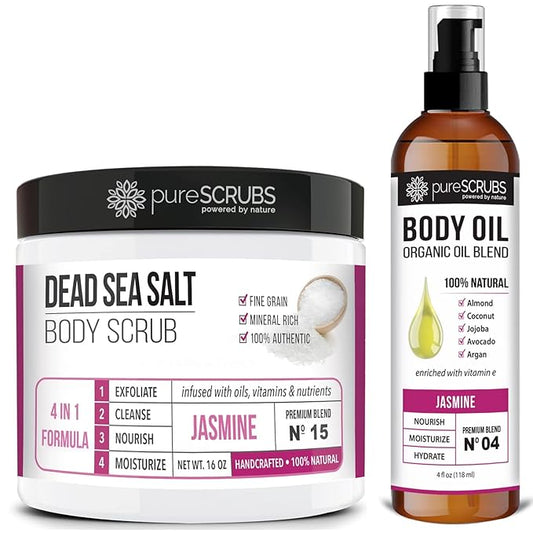 pureSCRUBS Jasmine Body Scrub + Jasmine Body Oil Bundle