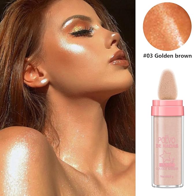 Polvo De Hadas 3 Pack Fairy Dust Highlight Patting Powder for Face, Eye, and Full Body Contouring, Halloween Sparkling Body Glitter Powder