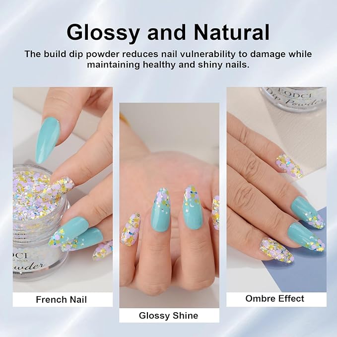 Dip Nail Powder, Moon Star Glitter Color Dip Powder Nail Art Starter Manicure DIY - No Needed Nail Lamp Curing - Long lasting Odor-Free Nail color for Professionals & At-Home - 1 oz