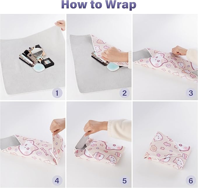Walking Way Self-Adhesive Magic Cloth Makeup Bag, Portable Protective Cosmetic Pouch, Camera Lens Wrap, Stylish Travel Organizer for Beauty Essentials, Travel, Gifts & Daily Use (Kitty, 17.71 inch)