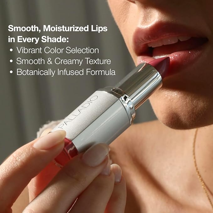 Palladio Herbal Lipstick, Rich Pigmented and Creamy, Infused with Aloe Vera, Chamomile & Ginseng, Prevents Lips from Drying, Combats Fine Lines, Long Lasting Lipstick, Nude