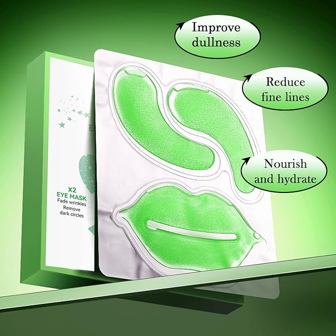 10 Pair Under Eye Mask & 10 Pair Lip Mask Skincare Set, Aloe Vera Lip Patches & Under Eye Patches for Puffy Eyes, Dark Circles, Dry Lips Lines, Deep Hydrating Moisturizing for Women & Men Skincare