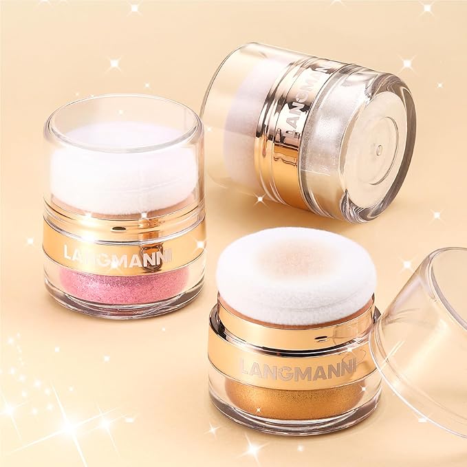 AKARY Shimmer Powder Highlighter, Silver Face Body Glow Pearl Illuminator, Intensely Pigmented for High Impact Dewy Finish (01#Silver)