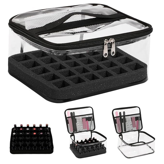 Beloving Nail Polish Organizer Bag Holds 30 Bottles (15ml/0.5 fl.oz) Portable Supplies Organizer Handbag for Manicure Tools, Portable Nail Supplies Kit Organizer Carrying Case (Black)