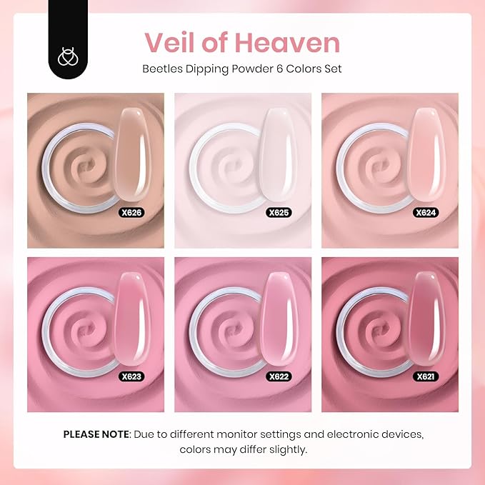 Beetles Dip Powder Nail Kit 6 Color Nude Pink Brown Dip Nails Powder Starter Kit All Season Nail Dip Powder Kit No Need Nail Lamp DIY Salon at Home for Women