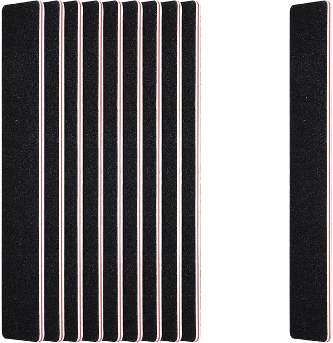 10 Pack 100/180 Grit Nail Files, Black Professional Reusable Emery Boards Manicure Tool for Acrylic Nails, Nail Buffering Files, Rectangle Shape