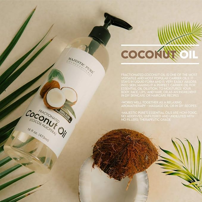 Majestic Pure Himalayan Scrub with Collagen (10 oz) and Fractionated Coconut Oil (16 oz) Bundle