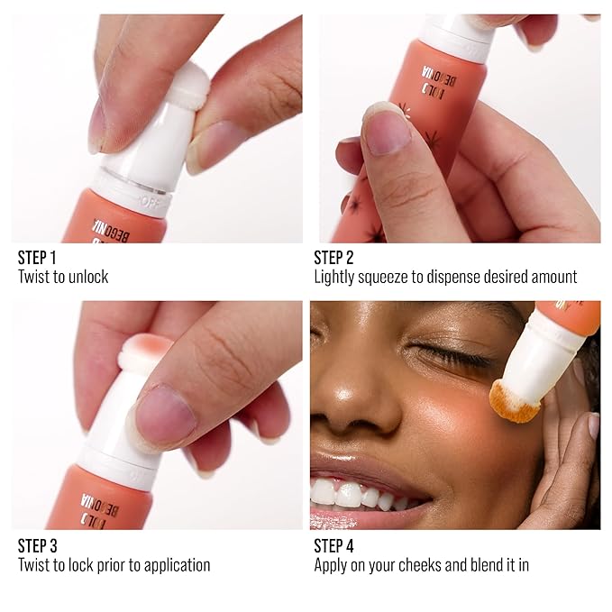 Professional Pearl Liquid Blush Beauty Wand, High Pigment Glow for Cheek, Eye & Lip, Non-Greasy Hydration Lightweight with Sponge-Tip Applicator (Passionate Peony)