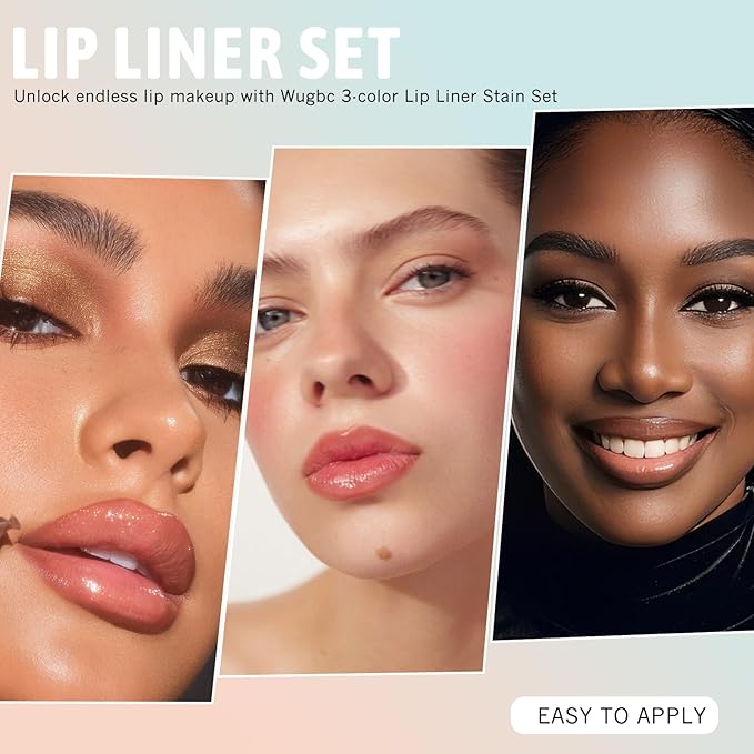 Peel Off Lip Liner Stain 3 Colors, Lip Stain Peel Off Long Lasting Brown Lip Liner Set Matte Lip Tint Stain Tattoo Transfer Proof Highly Pigmented Color Precise Lip Pencil Contour for Women