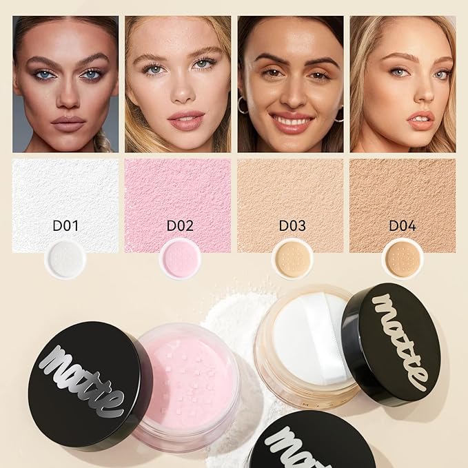 Face Loose Setting Powder, Translucent Long-lasting Waterproof Concealer Powder Light Breathable Oil-controlling, Smooth Matte Finish for Daily Face Makeup (01# White, 0.21 oz)