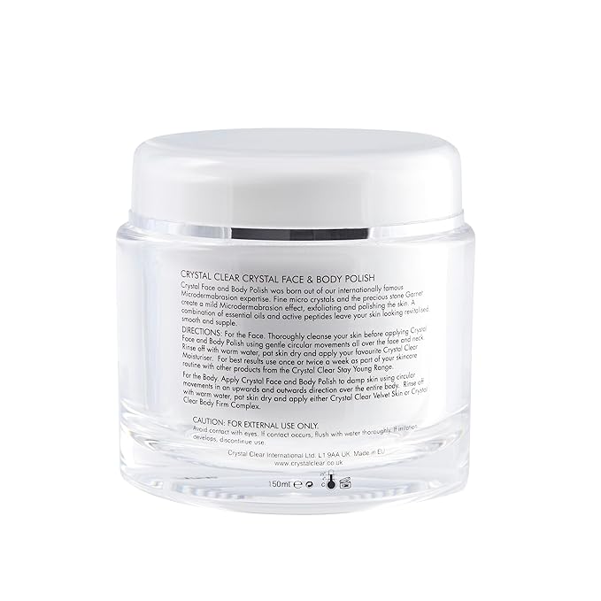 Crystal Clear Crystal Face & Body Polish - Exfoliating Scrub with Micro Crystals and Sea Salt - Face and Body Scrub - Anti Aging Exfoliator