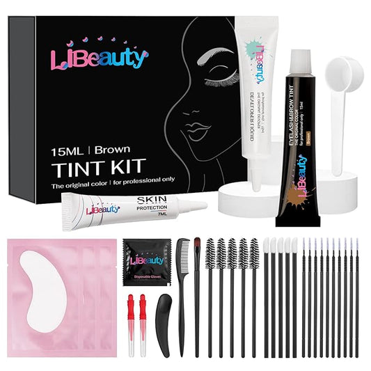 Libeauty Eyelash and Eyebrow Color Kit Brown Instant Hair Color Kit for Lash and Brow Perfect Partner for Lash Perm/Lift/Lamination Treatment Voluminous Coloring