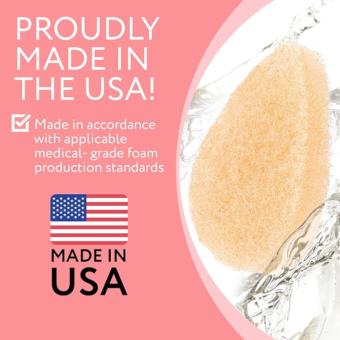 10 Pack Facial Sponge for Daily Deep Cleansing - Regular Buff Style Exfoliating Pads for Removing Dead Skin, Dirt & Makeup - Normal to Oily - Made in The USA - Reusable Puf - Natural