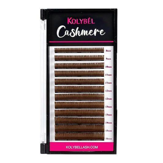 Kolybel Colored Premium Eyelash Extensions 0.03 D Curl 8-16mm Mixed Length,Premium Individual Silk Lash Extension,Professional Eyelash Extension Supplies for Lash Techs (Dark Brown,0.03-D 8-16mm)