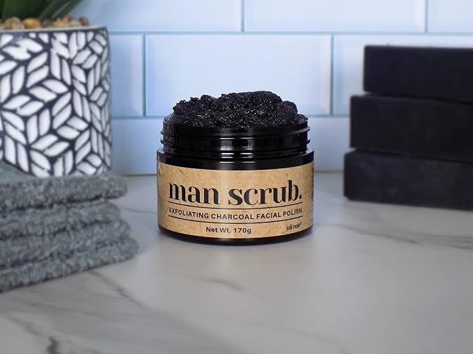 Joli Noir - Face Scrub For Men - Fight Acne, Detox & Exfoliate Rough, Dull Skin - Exfoliating Face Polish Sugar Scrub With Activated Charcoal